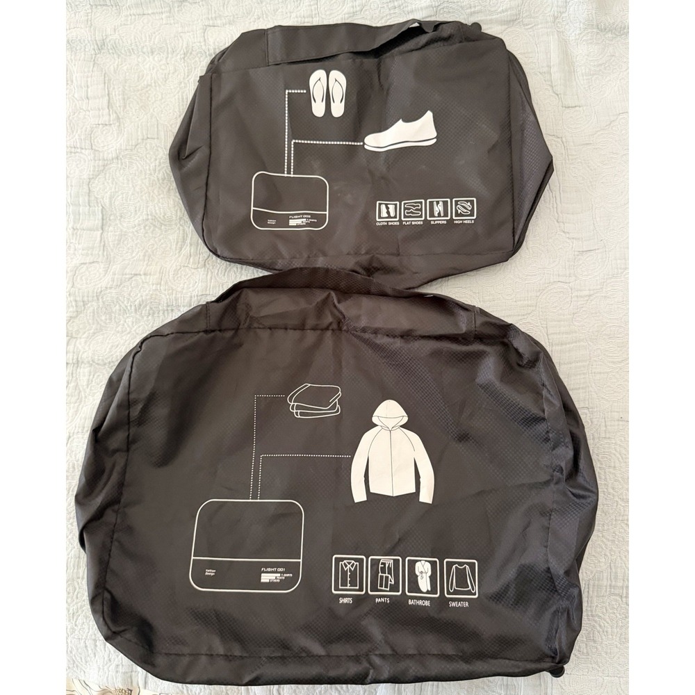 Flight 001 002 Travel Packing Cube Bag Set Black Mesh New Sweater Shoe